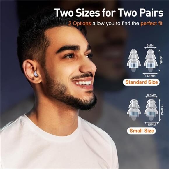 High Fidelity Concert Ear Plugs, Noise Cancelling Silicone Ear Plugs 2 Pairs - Picture 3 of 7